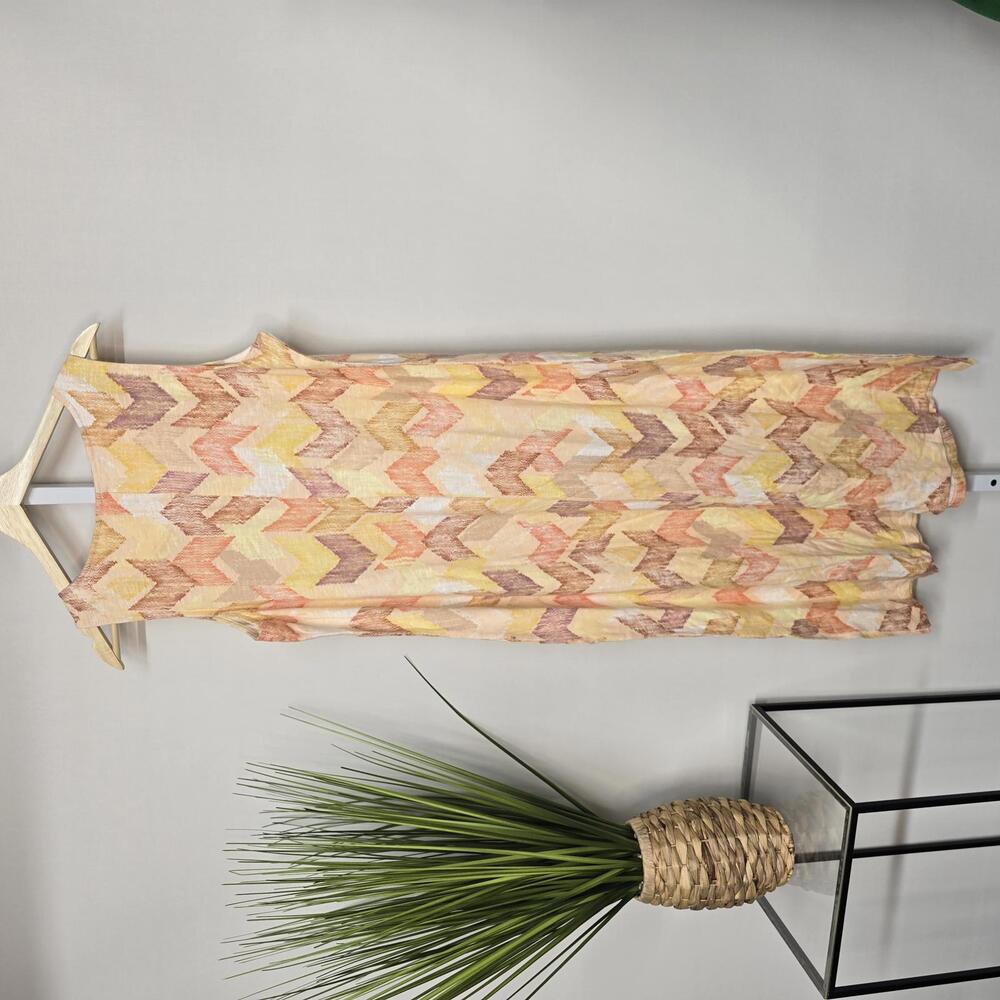 Naturals d&co‎ Womens Chevron Sleeveless Midi Dress Yellow Orange Size M